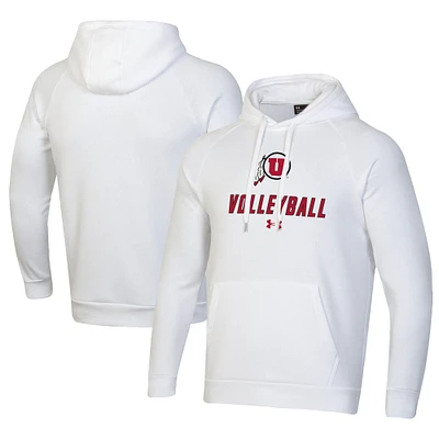 Men's Under Armour White Utah Utes Rival Fleece Pullover Hoodie