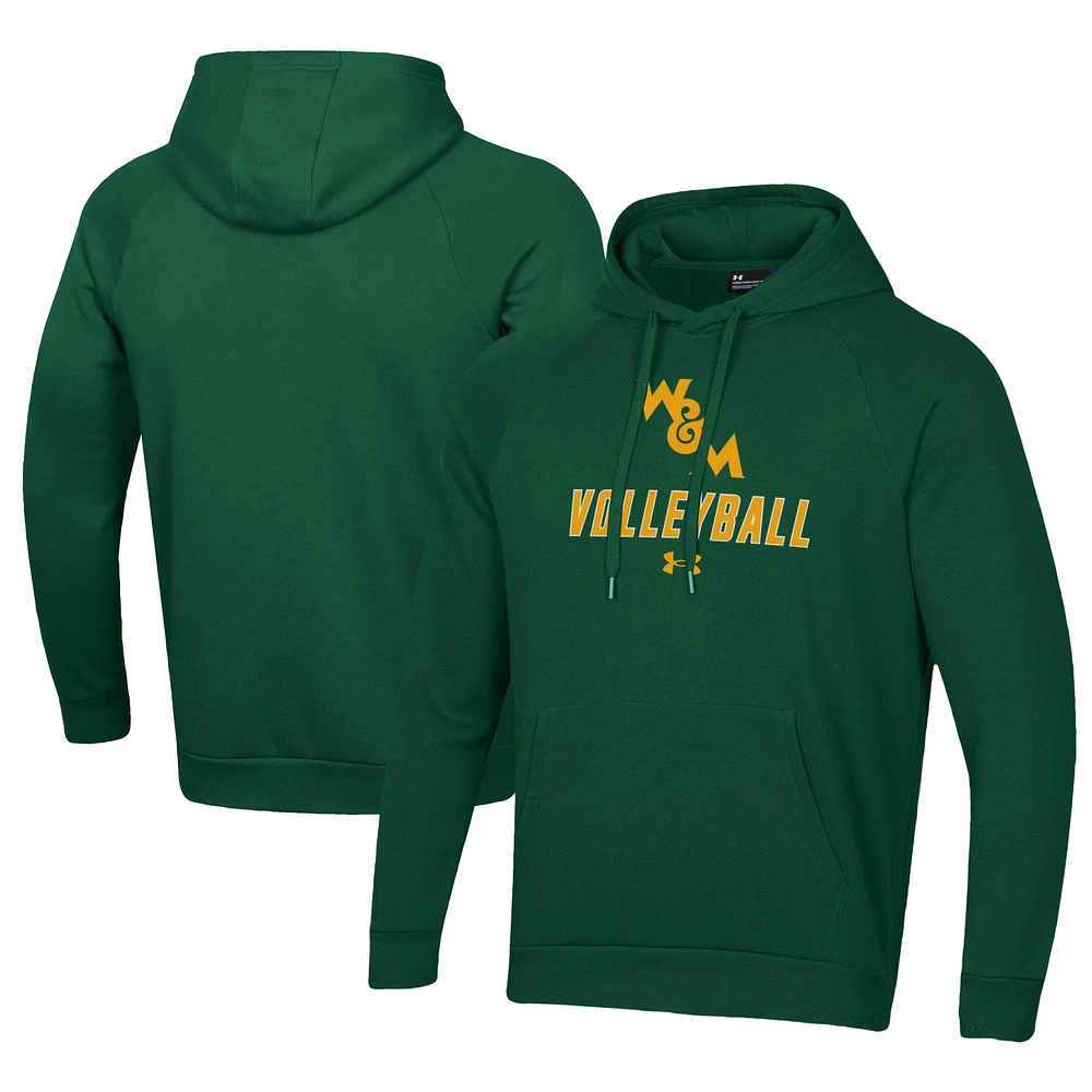 Men's Under Armour Green William & Mary Tribe Rival Fleece Pullover Hoodie