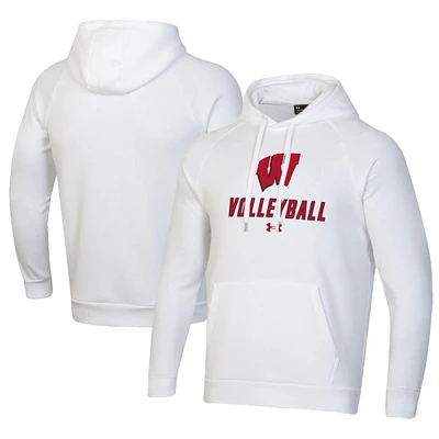 Men's Under Armour White Wisconsin Badgers Rival Fleece Pullover Hoodie