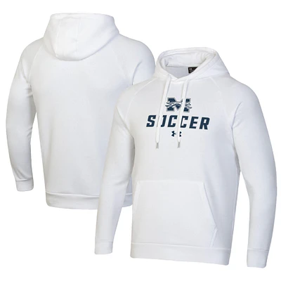 Men's Under Armour White Moravian Greyhounds Rival Fleece Pullover Hoodie