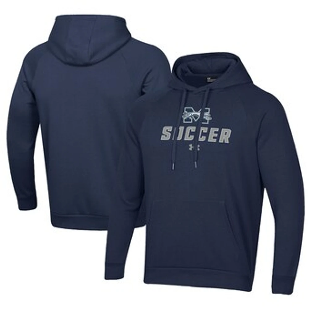 Men's Under Armour Navy Moravian Greyhounds Rival Fleece Pullover Hoodie