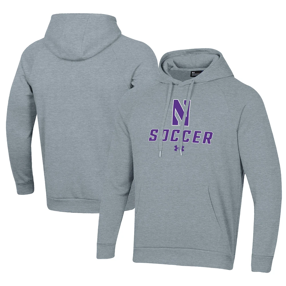 Men's Under Armour Grey Northwestern Wildcats Rival Fleece Pullover Hoodie