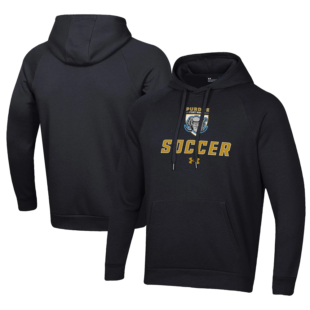 Men's Under Armour Black Purdue Fort Wayne Mastodons Rival Fleece Pullover Hoodie