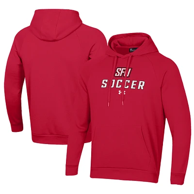 Men's Under Armour Red Saint Francis Flash Rival Fleece Pullover Hoodie