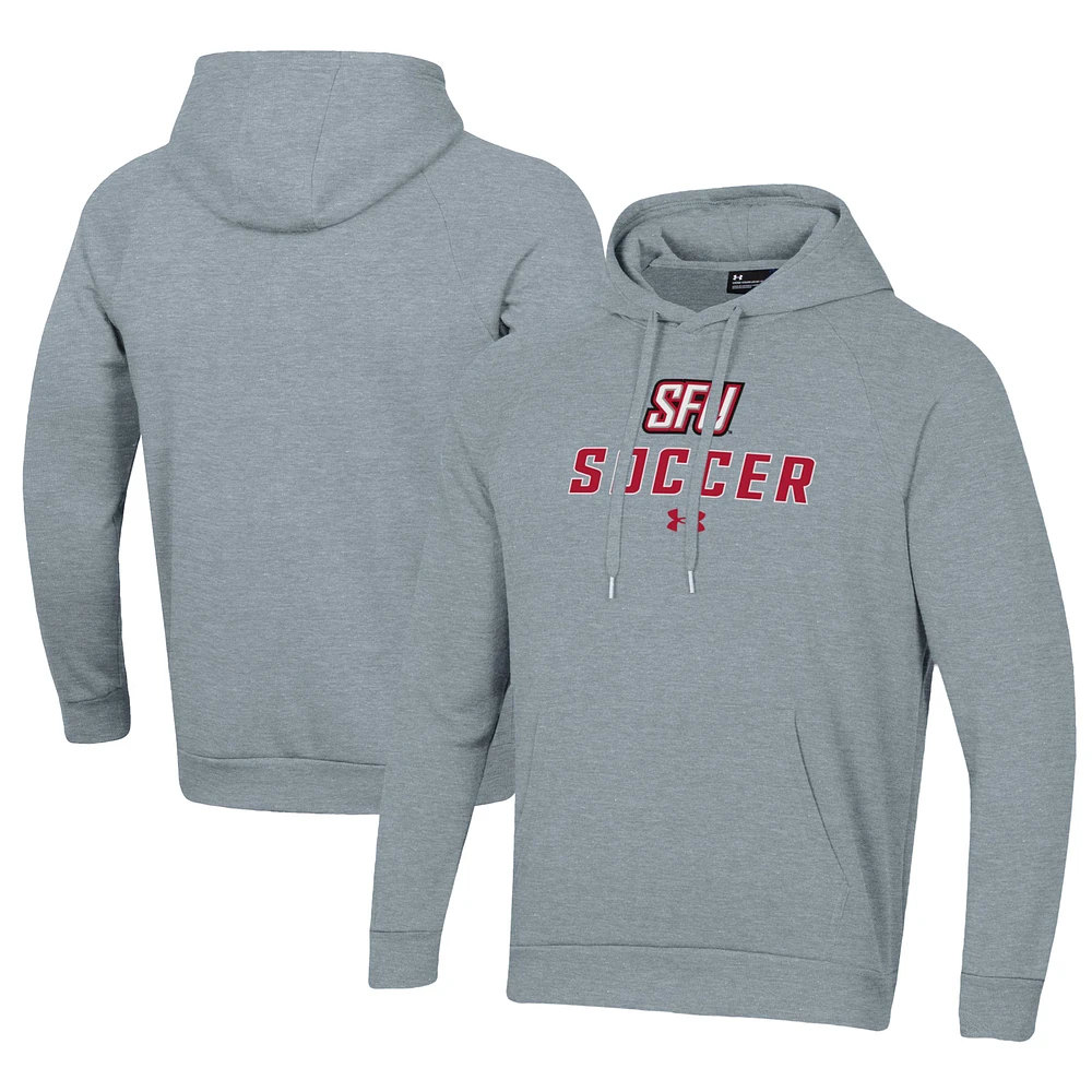 Men's Under Armour Grey Saint Francis Red Flash Rival Fleece Pullover Hoodie