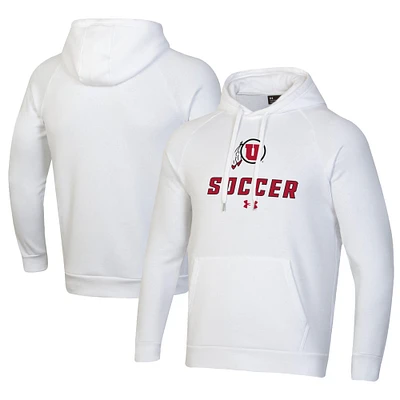 Men's Under Armour White Utah Utes Rival Fleece Pullover Hoodie