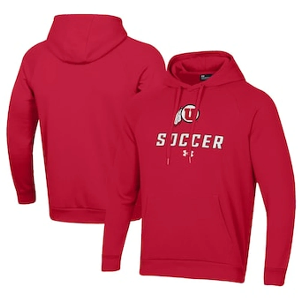 Men's Under Armour Red Utah Utes Rival Fleece Pullover Hoodie