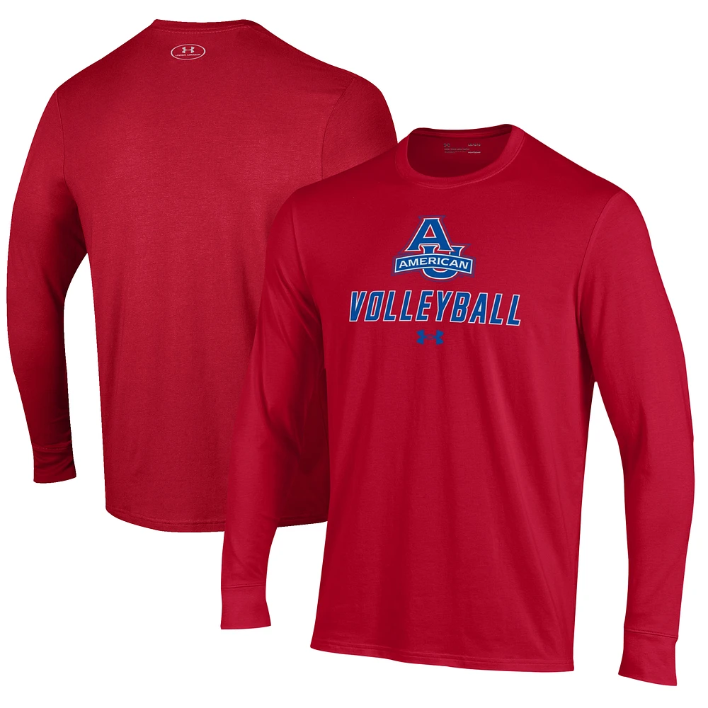 Men's Under Armour Red American University Eagles Volleyball Performance Long Sleeve T-Shirt