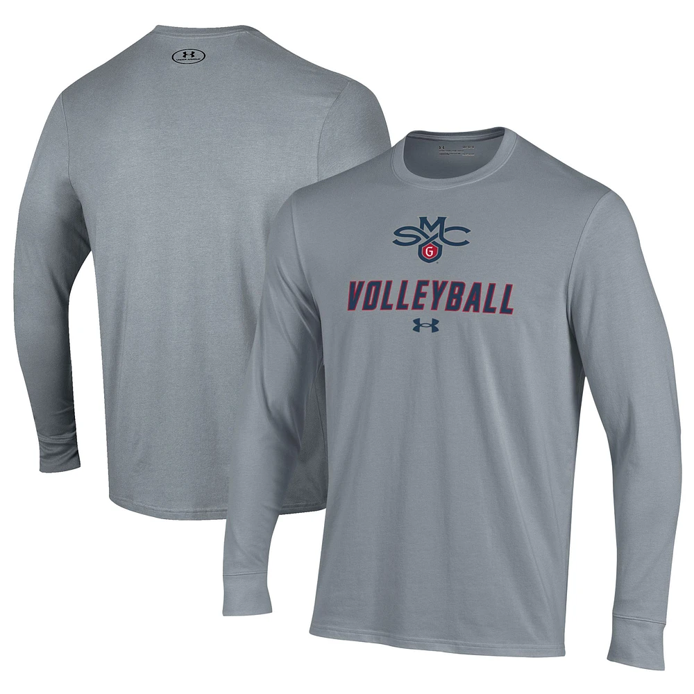 Men's Under Armour Gray Saint Mary's Gaels Volleyball Performance Long Sleeve T-Shirt