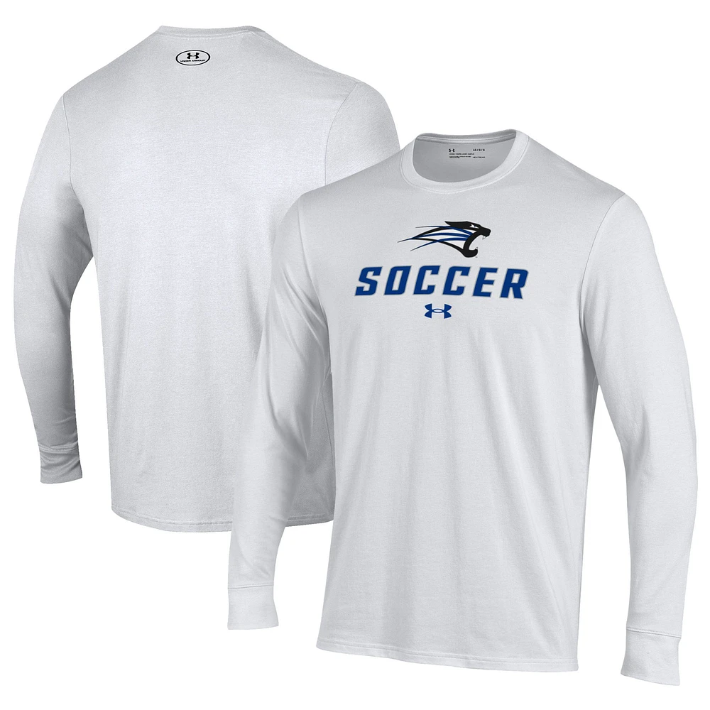 Men's Under Armour White Saint Francis Cougars Soccer Performance Long Sleeve T-Shirt