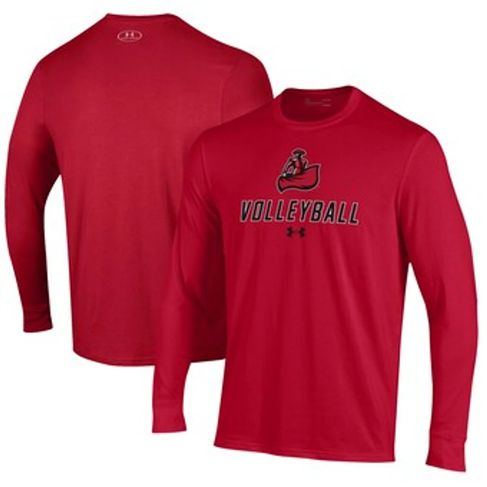 Men's Under Armour Red Cal State Northridge Matadors Volleyball Performance Long Sleeve T-Shirt
