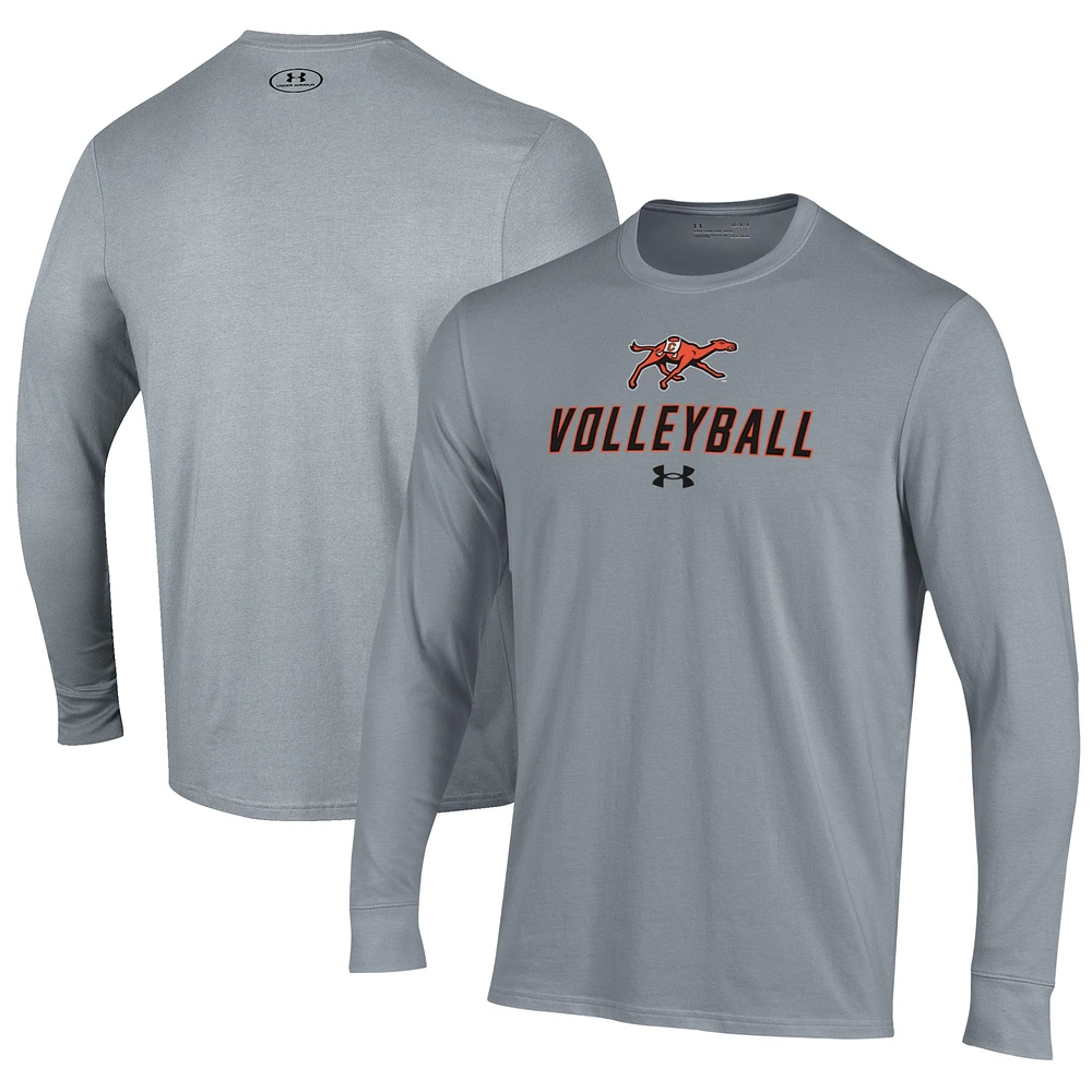 Men's Under Armour Gray Campbell Fighting Camels Volleyball Performance Long Sleeve T-Shirt