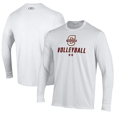 Men's Under Armour White Charleston Cougars Volleyball Performance Long Sleeve T-Shirt