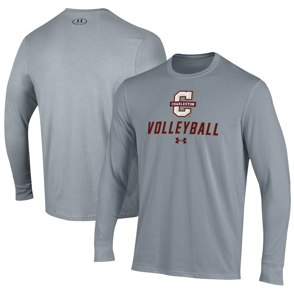 Men's Under Armour Gray Charleston Cougars Volleyball Performance Long Sleeve T-Shirt