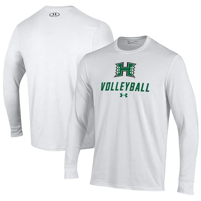 Men's Under Armour White Hawaii Rainbow Warriors Volleyball Performance Long Sleeve T-Shirt