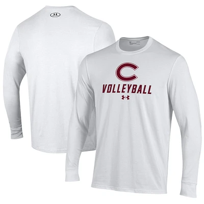 Men's Under Armour White Colgate Raiders Volleyball Performance Long Sleeve T-Shirt