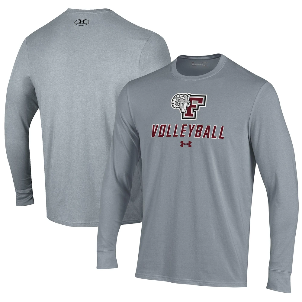 Men's Under Armour Gray Fordham Rams Volleyball Performance Long Sleeve T-Shirt