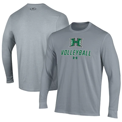 Men's Under Armour Gray Hawaii Rainbow Warriors Volleyball Performance Long Sleeve T-Shirt