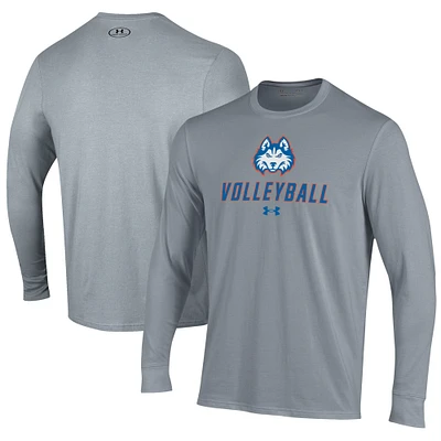 Men's Under Armour Gray Houston Christian Huskies Volleyball Performance Long Sleeve T-Shirt
