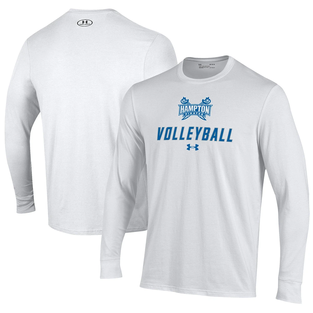 Men's Under Armour White Hampton Pirates Volleyball Performance Long Sleeve T-Shirt