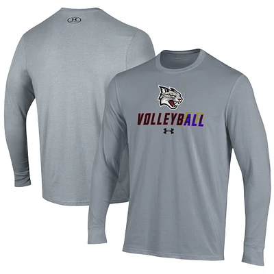 Men's Under Armour Gray Davidson Wildcats Volleyball Performance Long Sleeve T-Shirt