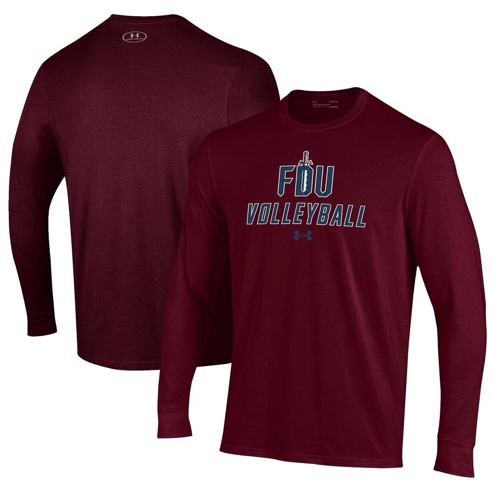 Men's Under Armour Burgundy Fairleigh Dickinson Knights Volleyball Performance Long Sleeve T-Shirt