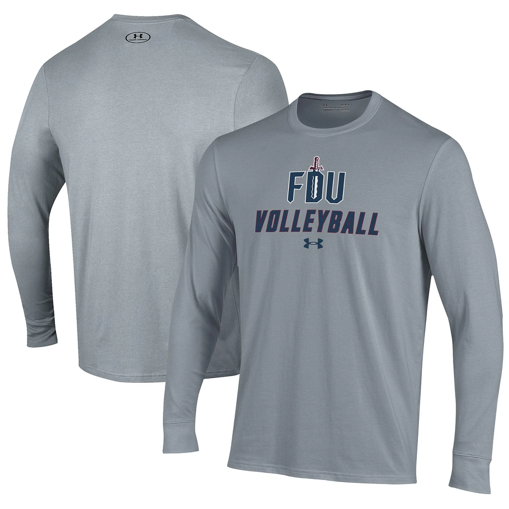 Men's Under Armour Gray Fairleigh Dickinson Knights Volleyball Performance Long Sleeve T-Shirt