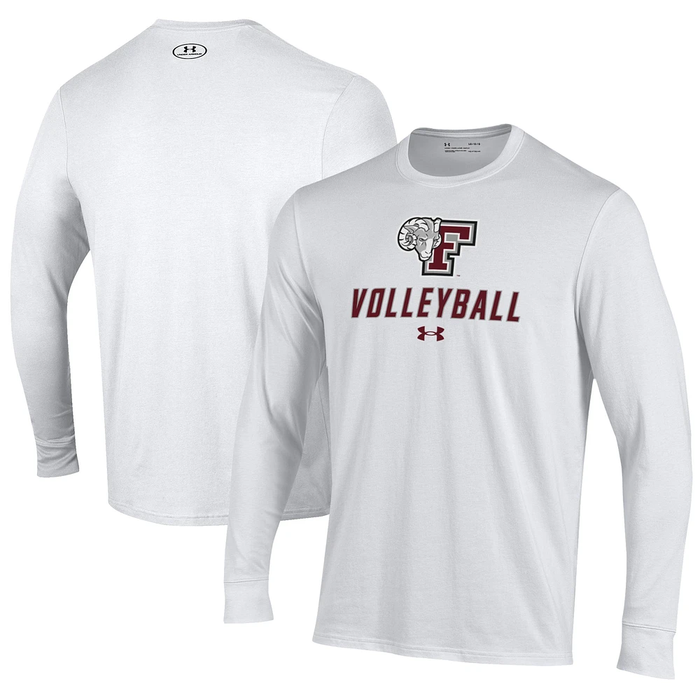 Men's Under Armour White Fordham Rams Volleyball Performance Long Sleeve T-Shirt