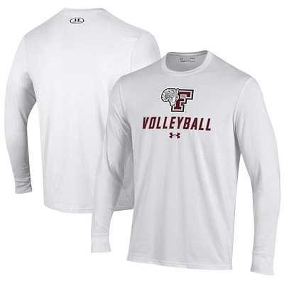 Men's Under Armour White Fordham Rams Volleyball Performance Long Sleeve T-Shirt