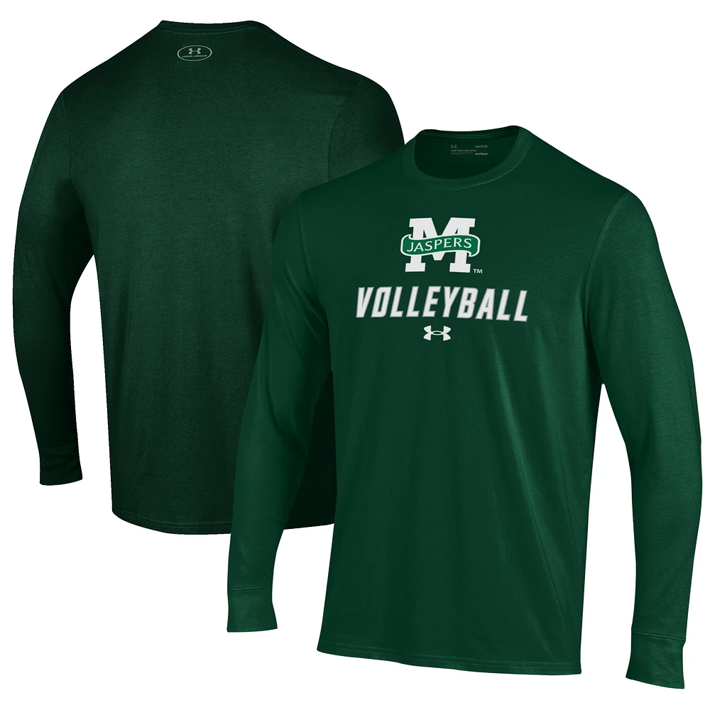 Men's Under Armour Green Manhattan Jaspers Volleyball Performance Long Sleeve T-Shirt
