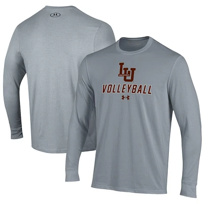 Men's Under Armour Gray Lehigh Mountain Hawks Volleyball Performance Long Sleeve T-Shirt