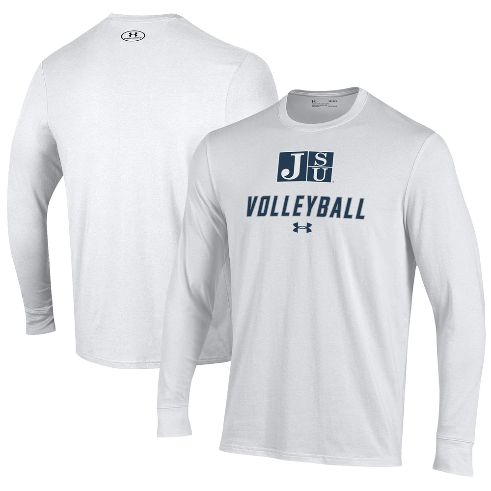 Men's Under Armour White Jackson State Tigers Volleyball Performance Long Sleeve T-Shirt