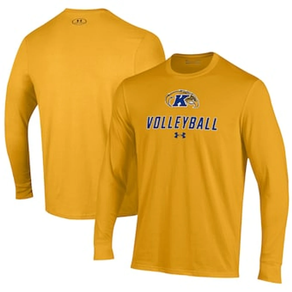 Men's Under Armour Gold Kent State Golden Flashes Volleyball Performance Long Sleeve T-Shirt