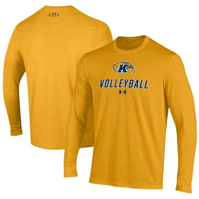 Men's Under Armour Gold Kent State Golden Flashes Volleyball Performance Long Sleeve T-Shirt