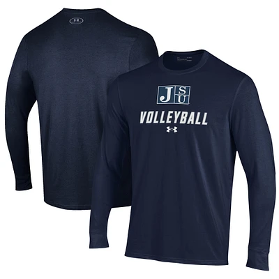 Men's Under Armour Navy Jackson State Tigers Volleyball Performance Long Sleeve T-Shirt