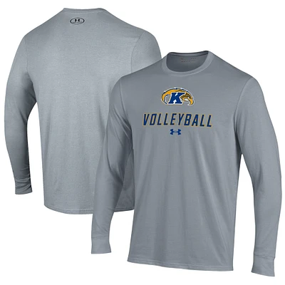 Men's Under Armour Gray Kent State Golden Flashes Volleyball Performance Long Sleeve T-Shirt