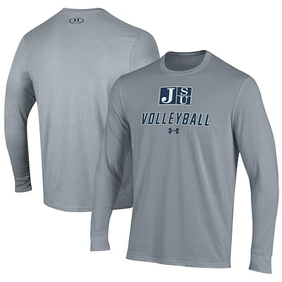 Men's Under Armour Gray Jackson State Tigers Volleyball Performance Long Sleeve T-Shirt