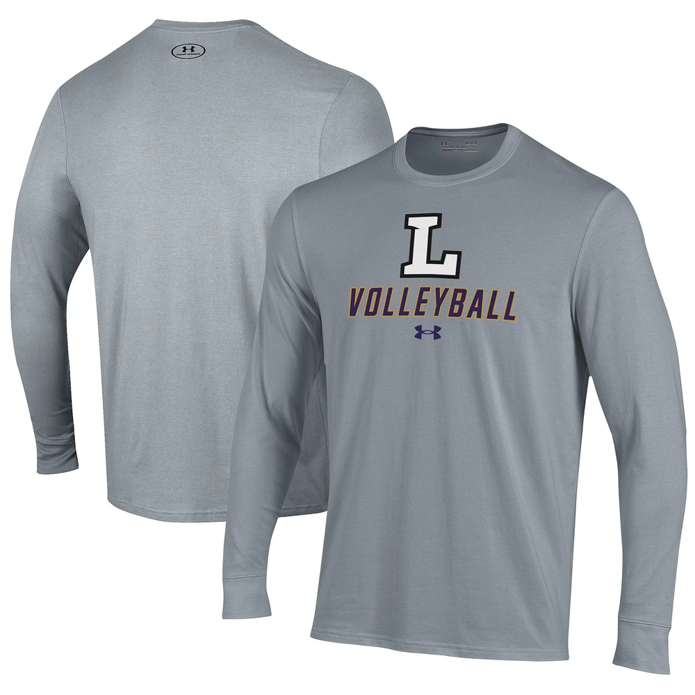 Men's Under Armour Gray Lipscomb Bisons Volleyball Performance Long Sleeve T-Shirt