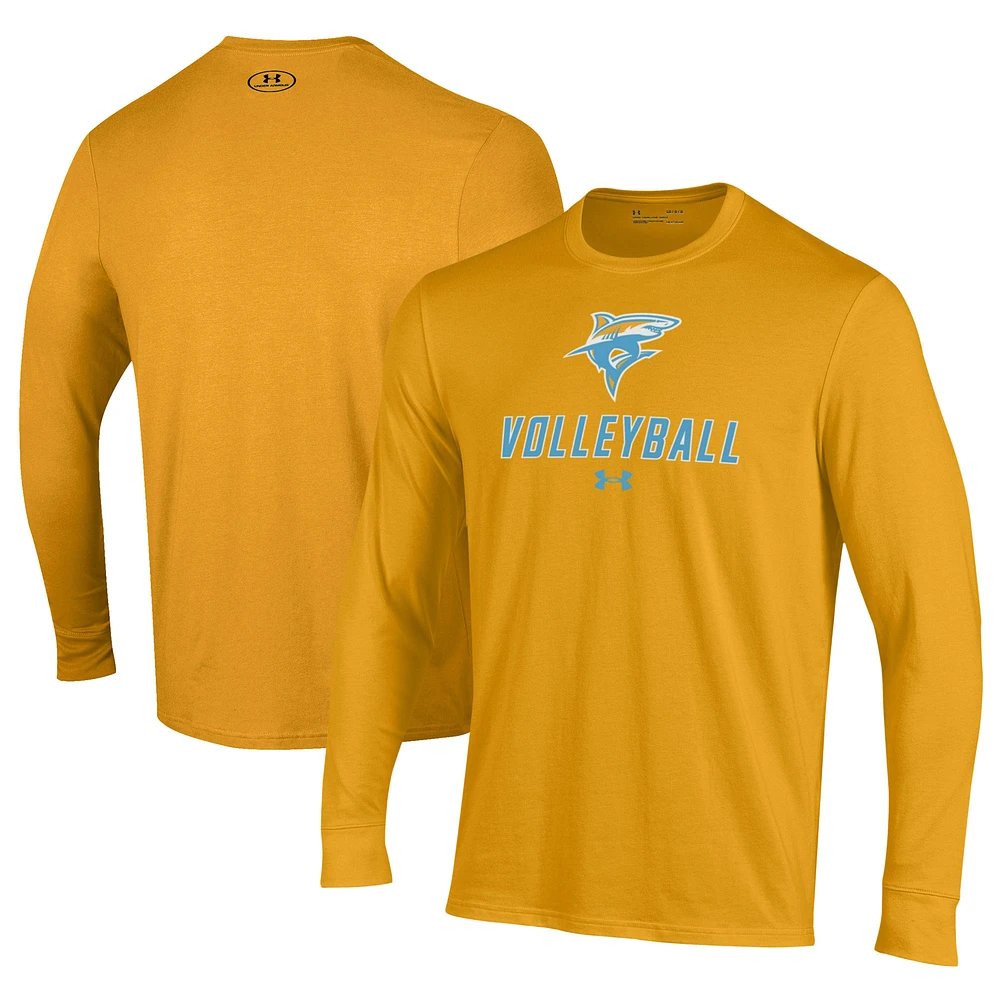 Men's Under Armour Gold LIU Sharks Volleyball Performance Long Sleeve T-Shirt