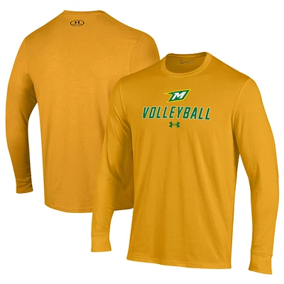 Men's Under Armour Gold McDaniel Green Terror Volleyball Performance Long Sleeve T-Shirt