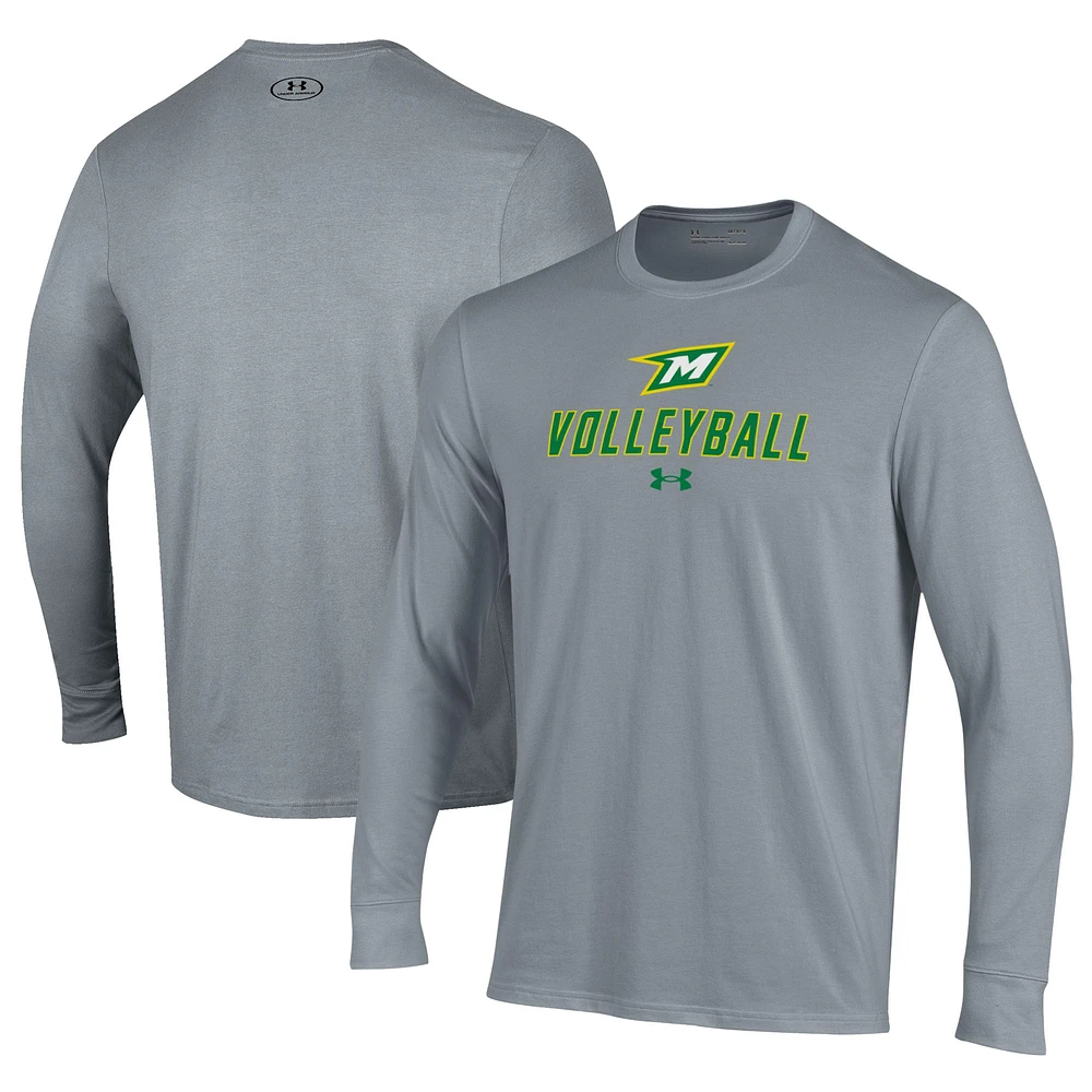 Men's Under Armour Gray McDaniel Green Terror Volleyball Performance Long Sleeve T-Shirt