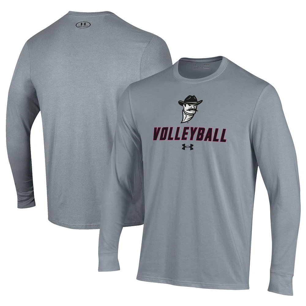 Men's Under Armour Gray New Mexico State Aggies Volleyball Performance Long Sleeve T-Shirt