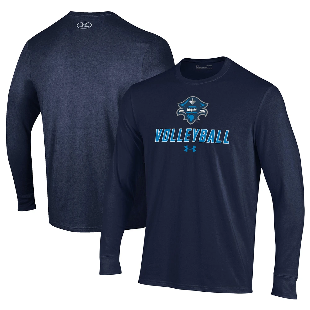 Men's Under Armour Navy New Orleans Privateers Volleyball Performance Long Sleeve T-Shirt