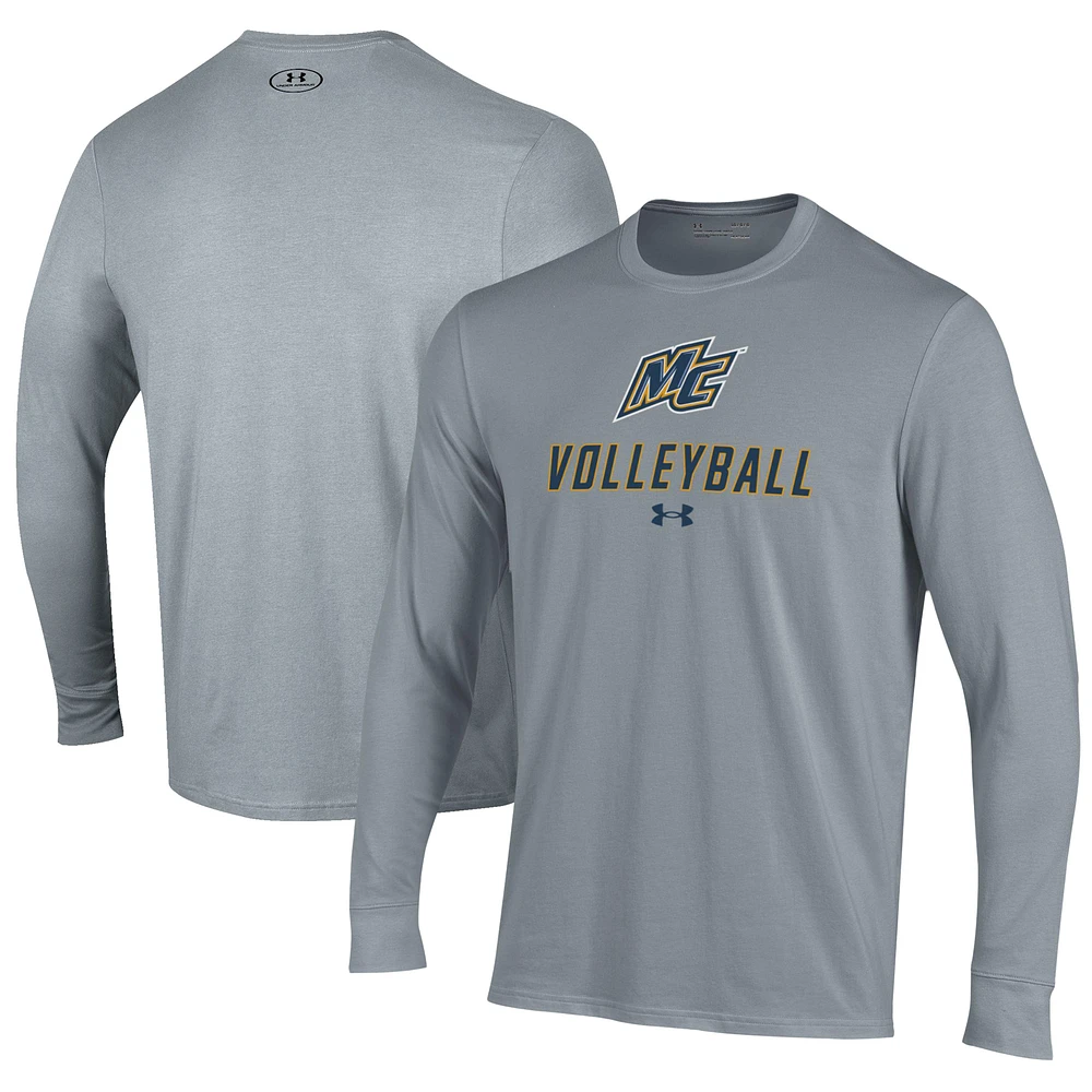 Men's Under Armour Gray Merrimack College Warriors Volleyball Performance Long Sleeve T-Shirt