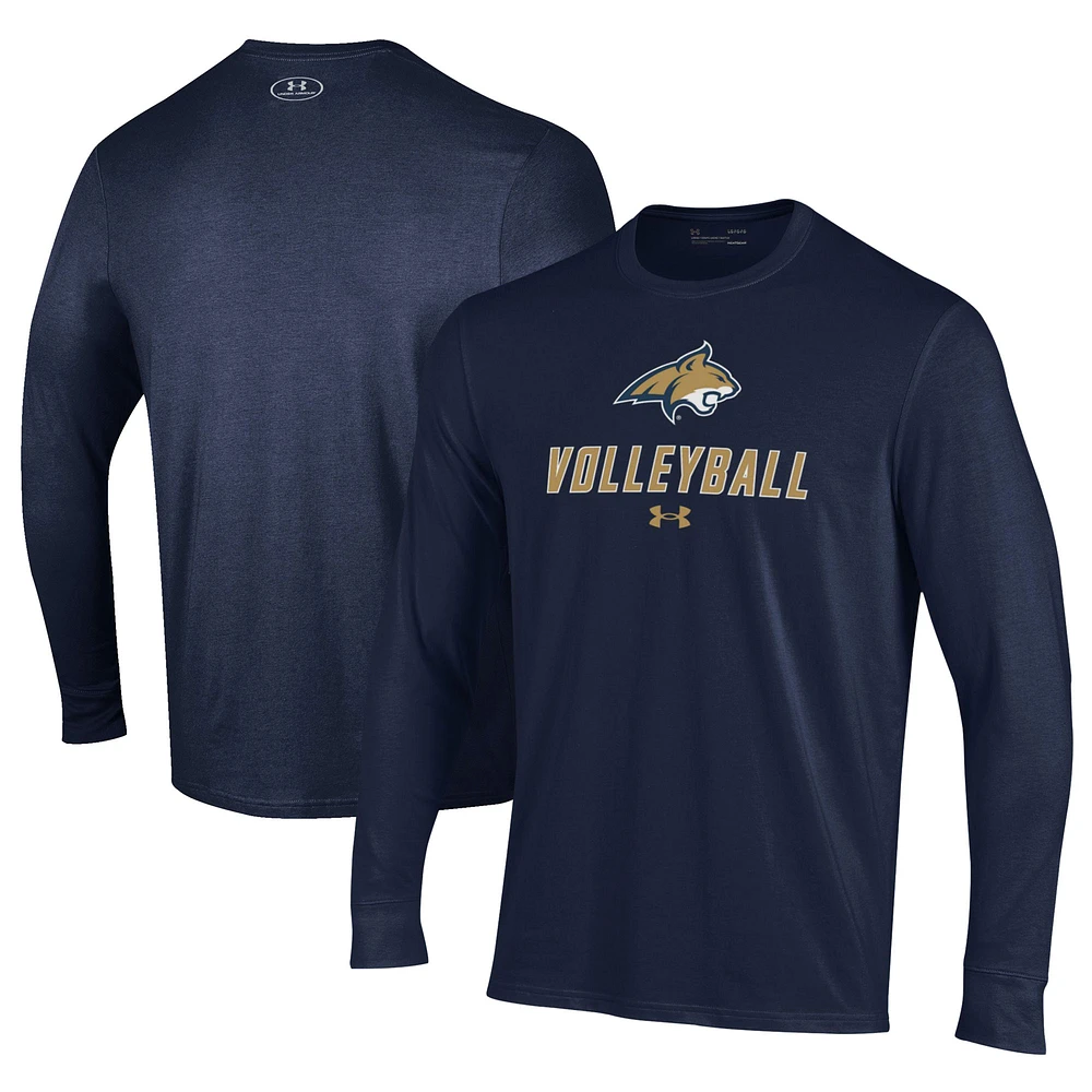 Men's Under Armour Navy Montana State Bobcats Volleyball Performance Long Sleeve T-Shirt