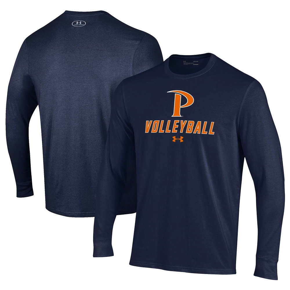 Men's Under Armour Navy Pepperdine Waves Volleyball Performance Long Sleeve T-Shirt