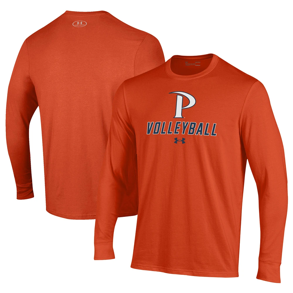 Men's Under Armour Orange Pepperdine Waves Volleyball Performance Long Sleeve T-Shirt