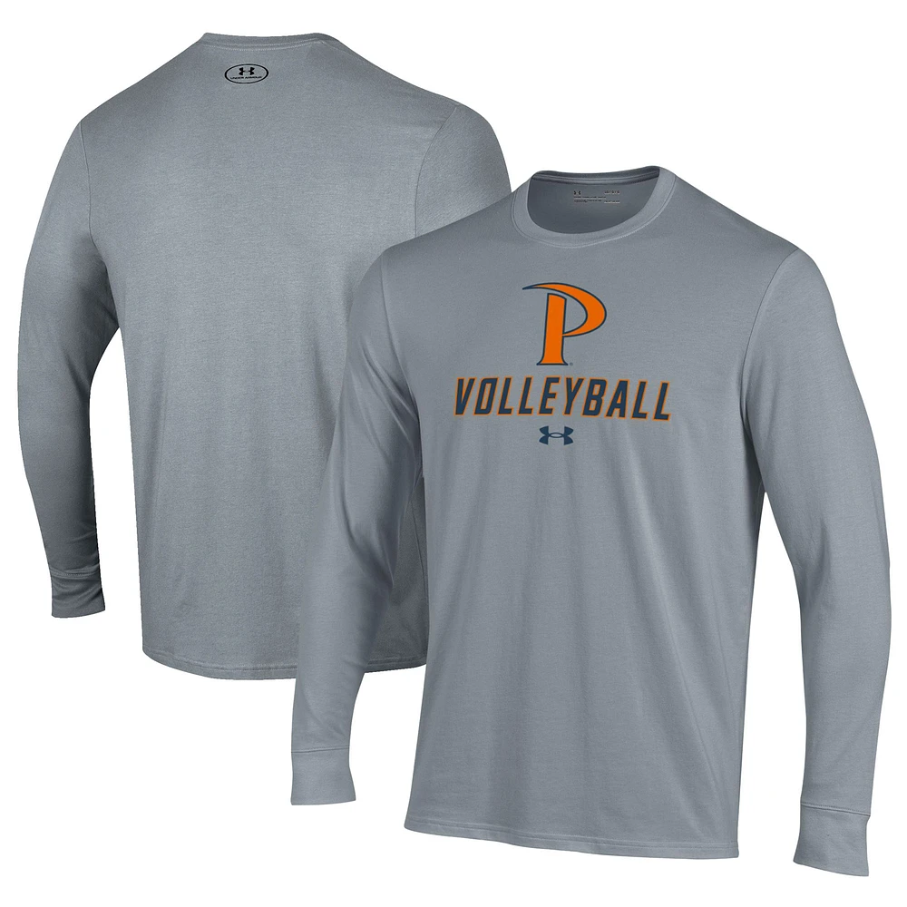 Men's Under Armour Gray Pepperdine Waves Volleyball Performance Long Sleeve T-Shirt