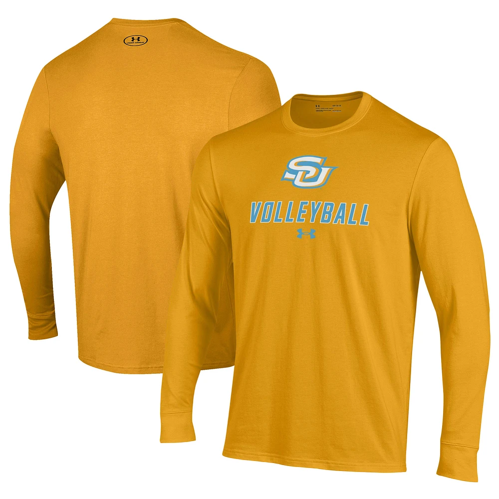 Men's Under Armour Gold Southern University Jaguars Volleyball Performance Long Sleeve T-Shirt