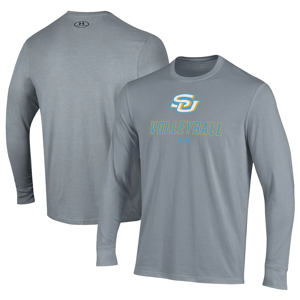 Men's Under Armour Gray Southern University Jaguars Volleyball Performance Long Sleeve T-Shirt